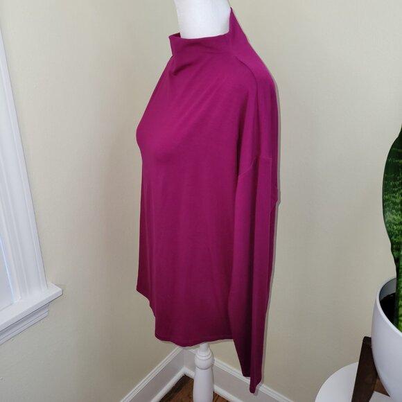 Eileen Fisher Magenta Funnel Neck Long Sleeve Boxy Top NWT Women's Size S - Picture 3 of 14